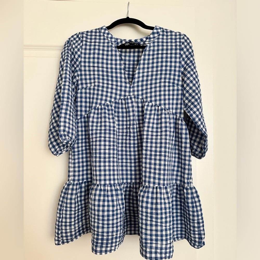 ZARA blue gingham dress